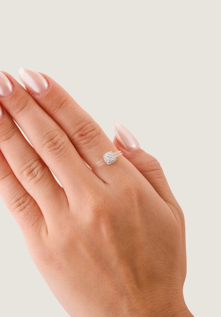 Floats square diamond ring