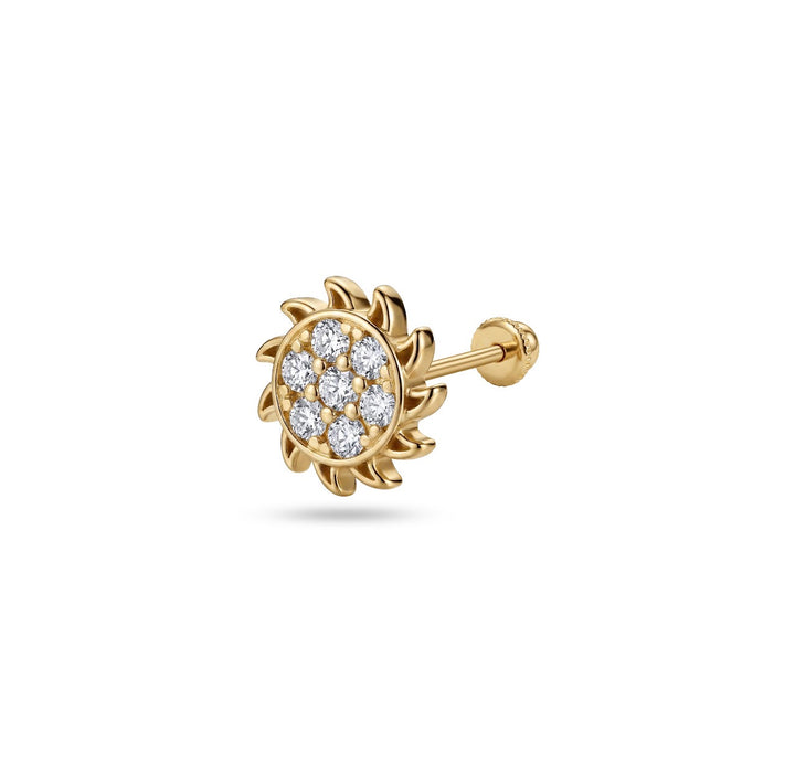 Iris sun stone gold ear piercing