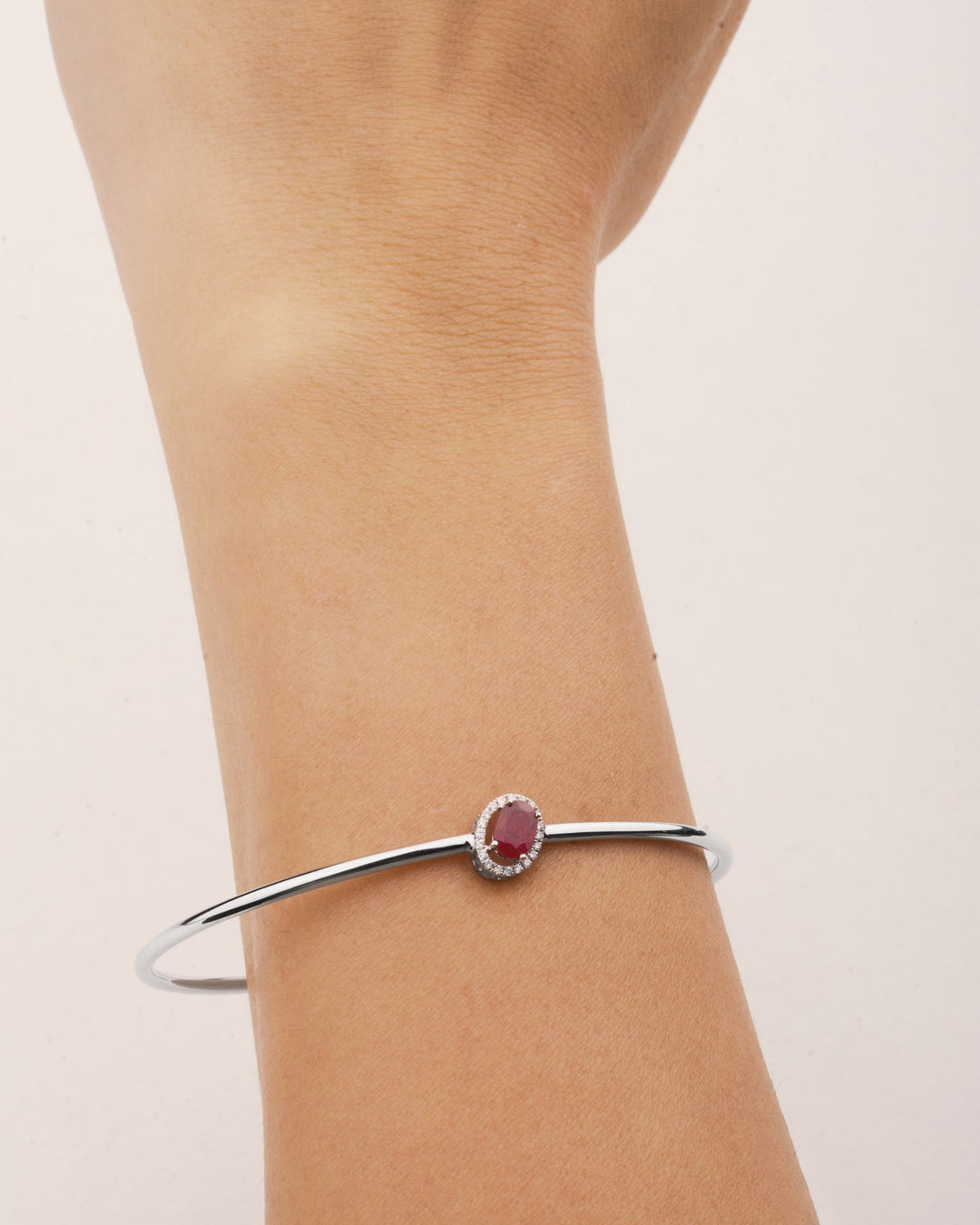 Diana Oval Diamond Bangle - Ruby
