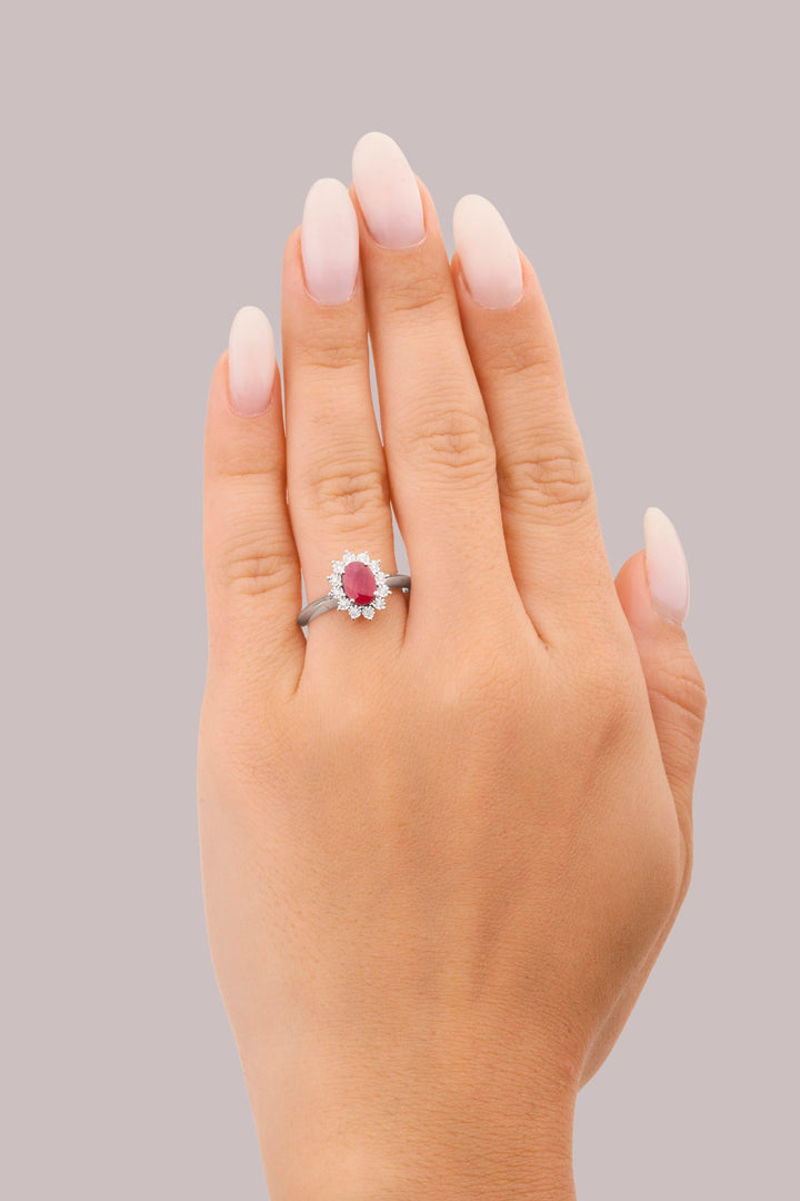 Diana Flower Diamond Ring - Ruby