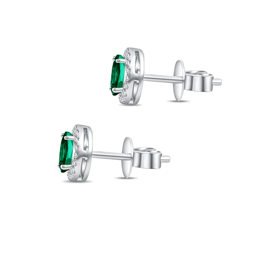 Diana Oval Diamond Earring - Emerald
