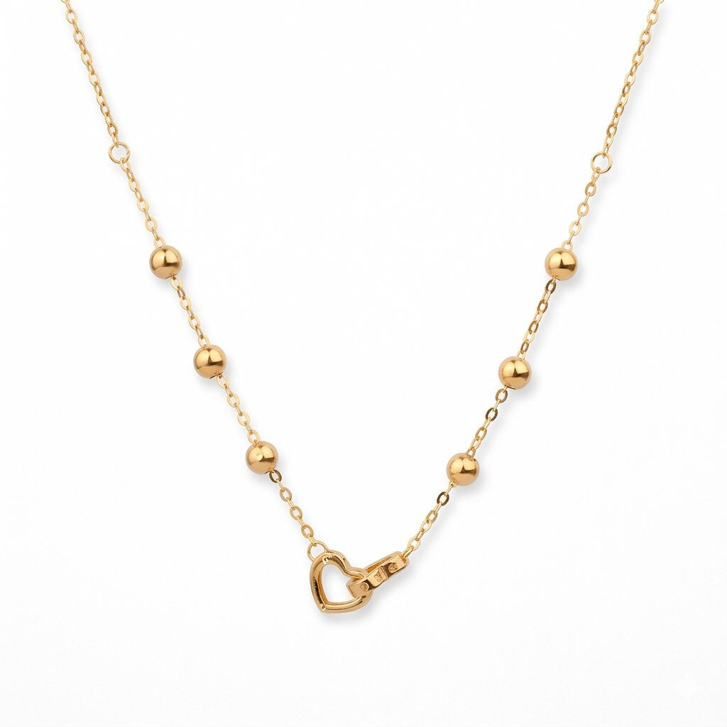 Iris Double Heart Beads Gold Necklace