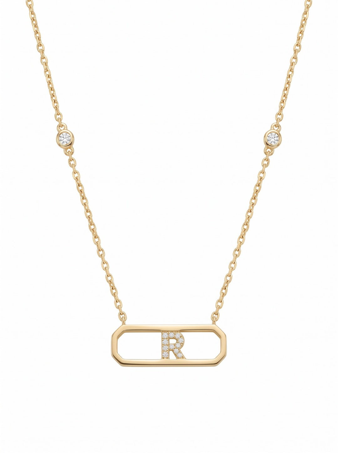 Letter R Diamond Necklace
