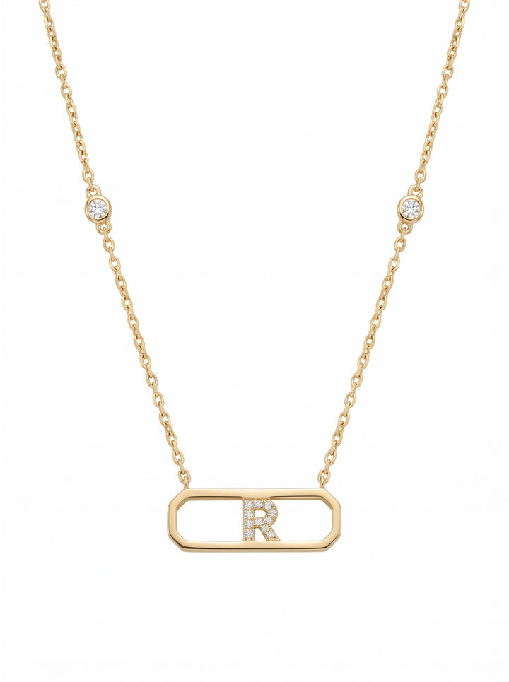 Letter R Diamond Necklace