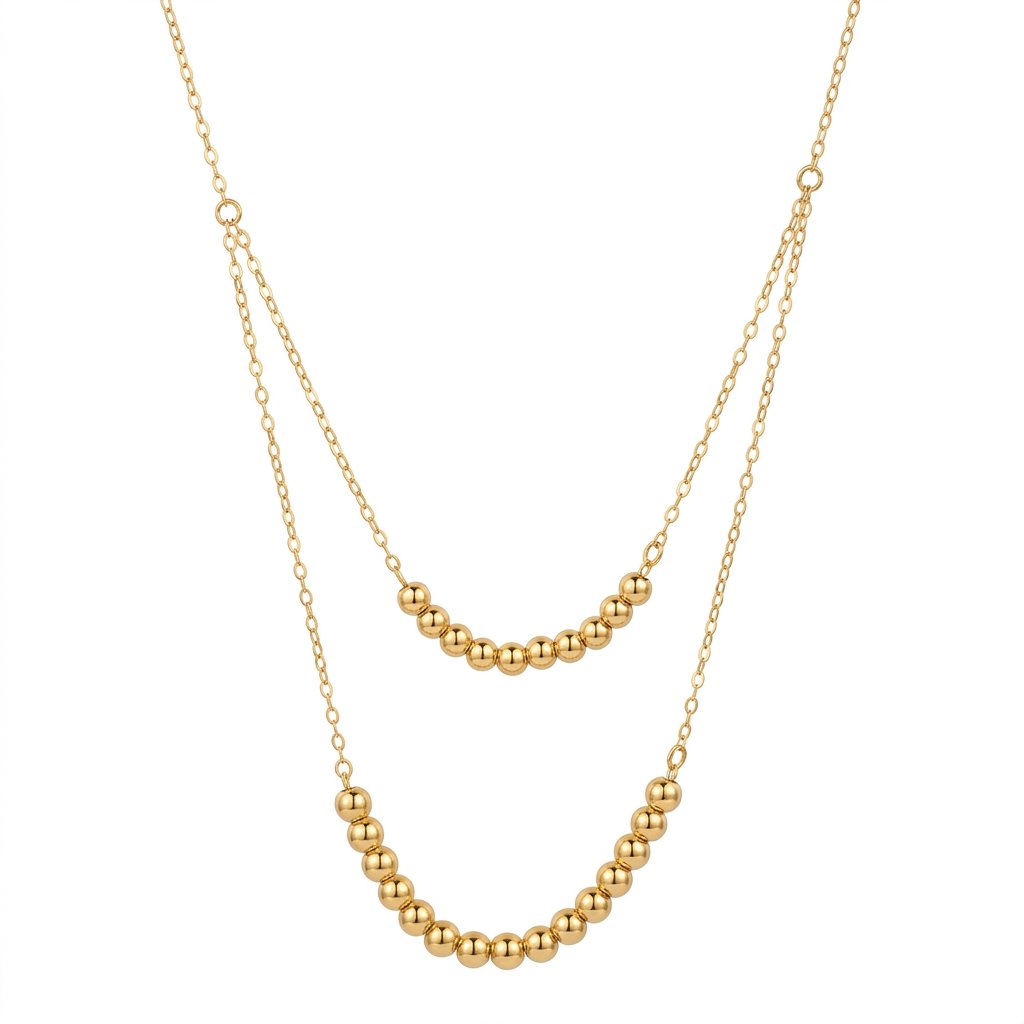 Iris Two Layers Balls Gold Necklace