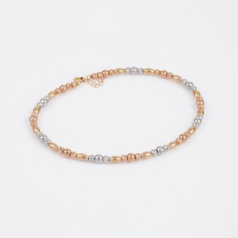 Iris Rice Beads Gold Bangle