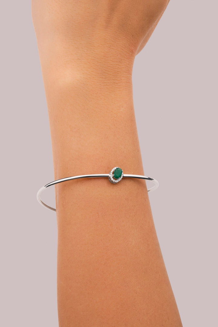 Diana Oval Diamond Bangle - Emerald
