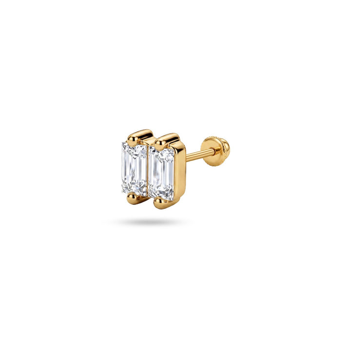 Iris two small rectangles gold ear piercing