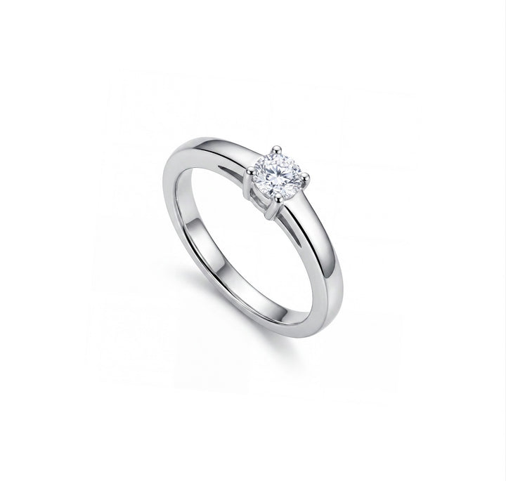 Classic stone white gold diamond ring
