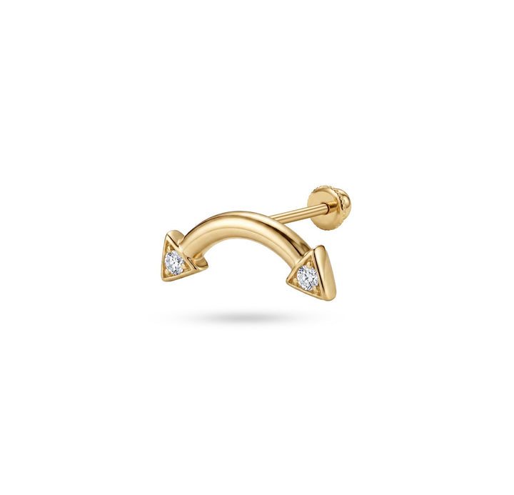 Iris gold curved arrow ear piercing