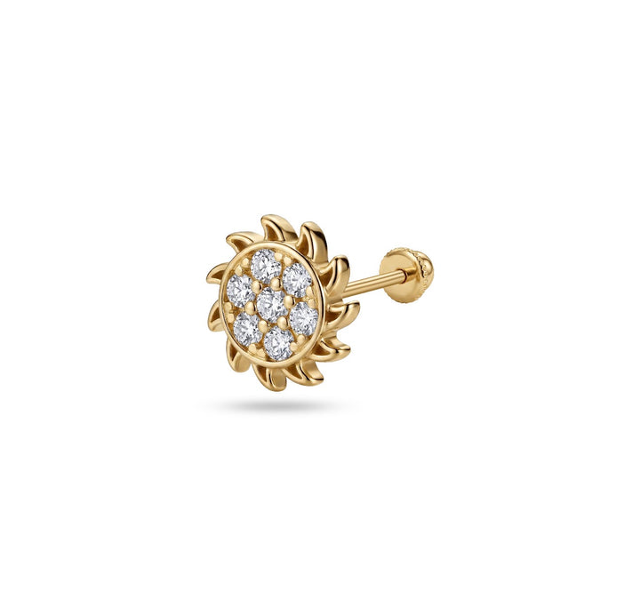 Iris sun stone gold ear piercing