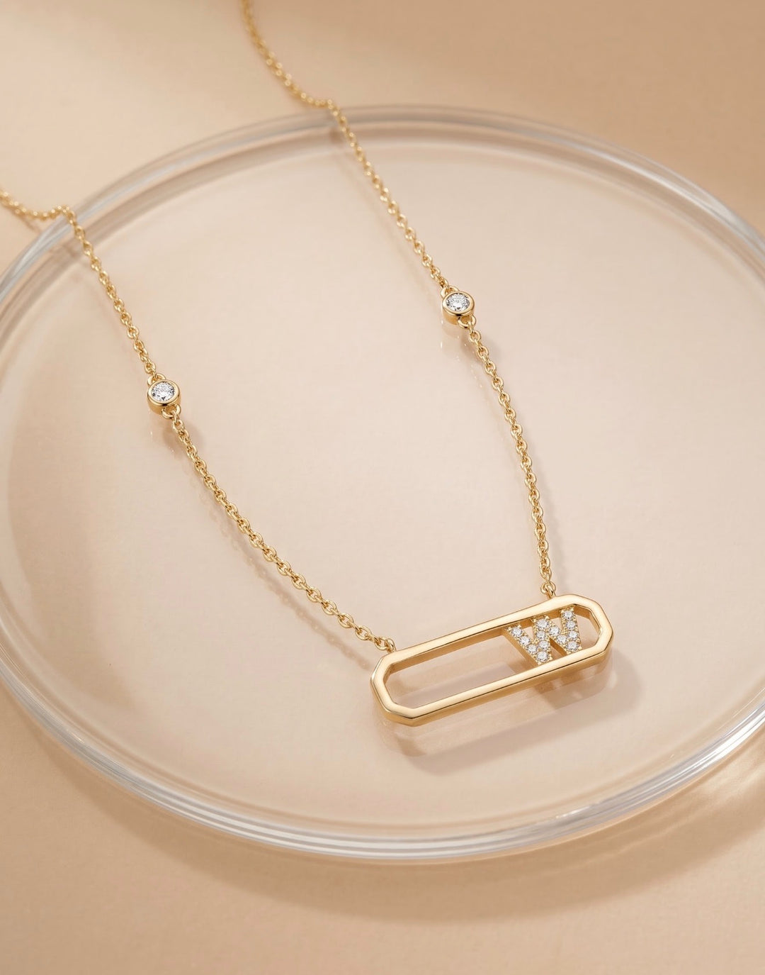 Letter W Diamond Necklace