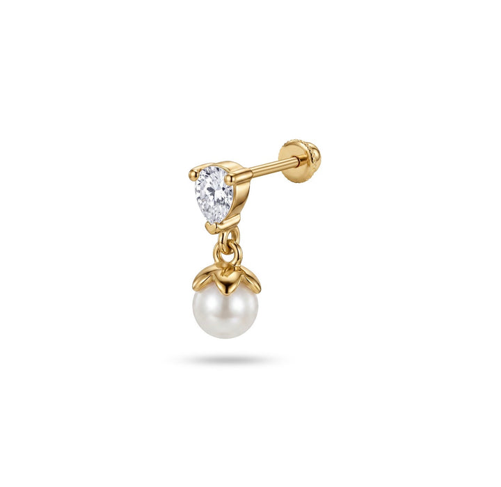Iris tiny pearl gold ear piercing