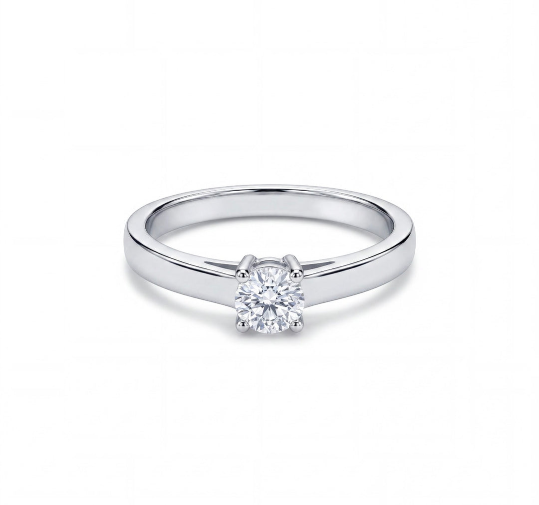 Classic stone white gold diamond ring