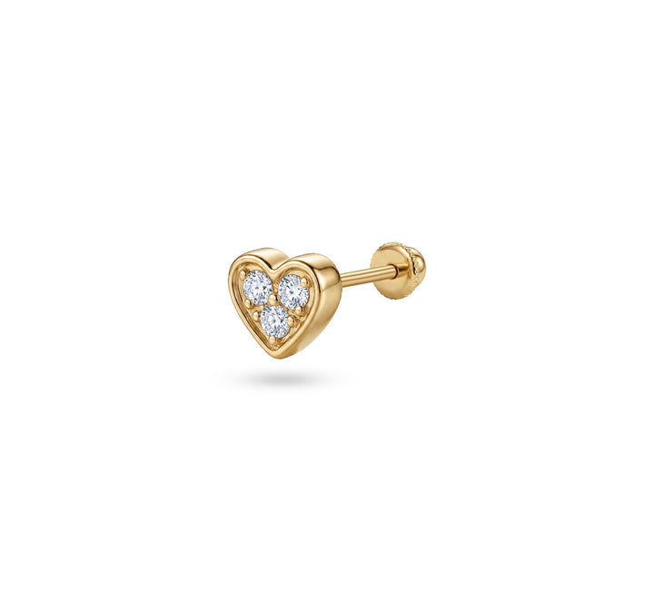Iris heart 3 stones gold ear piercing