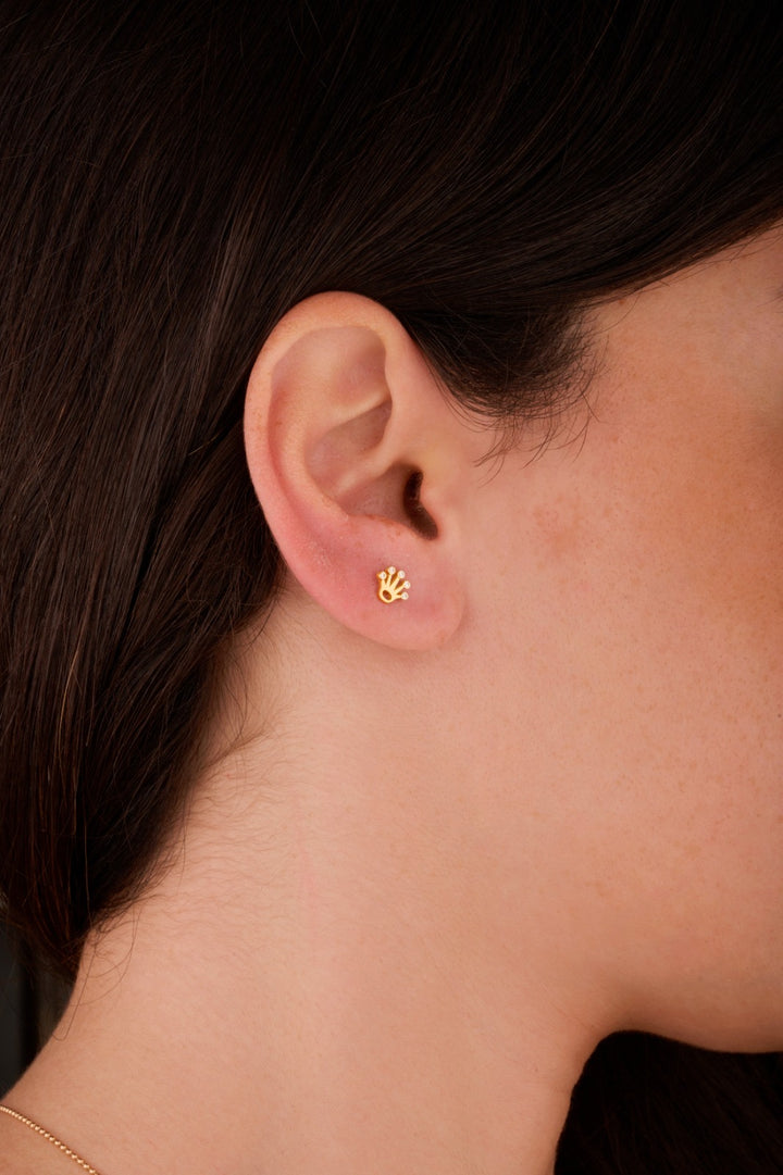 Iris crown gold ear piercing