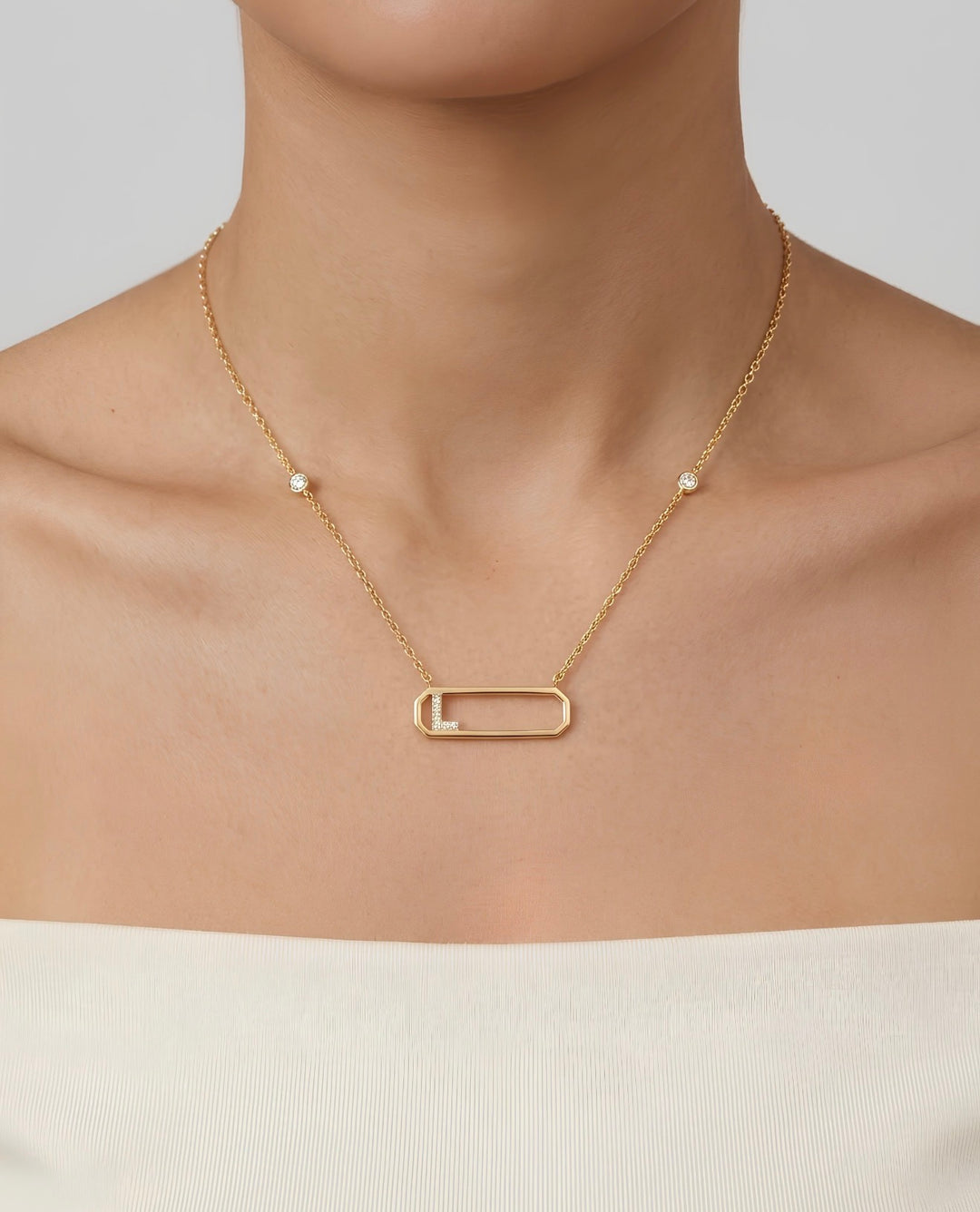 Letter L Diamond Necklace