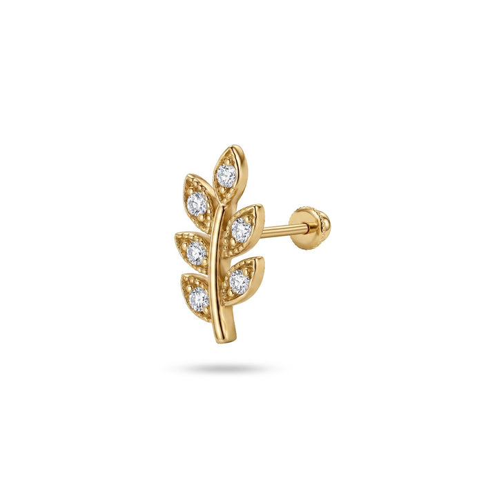 Iris leaf gold ear piercing