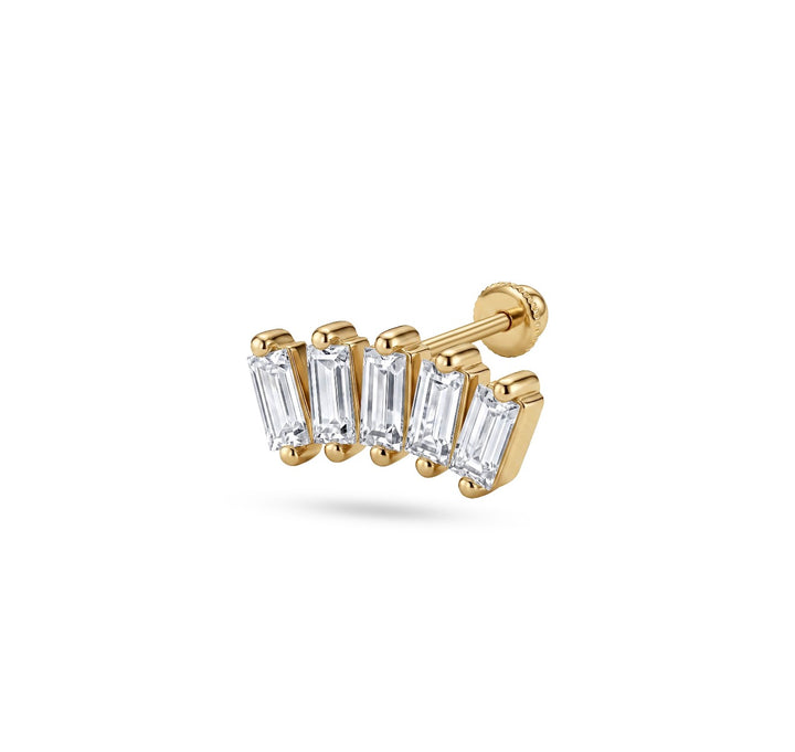 iris five tiny rectangles gold ear piercing
