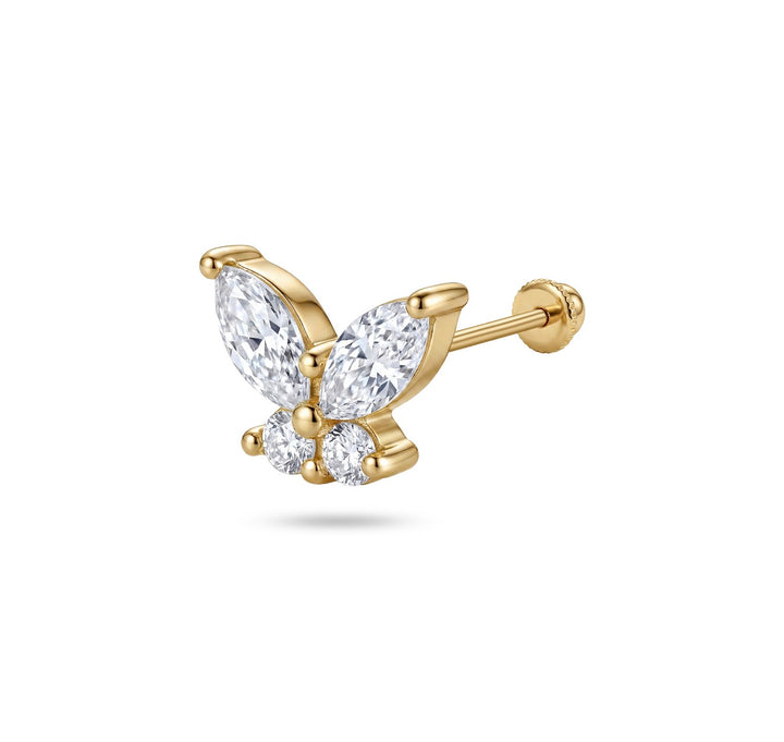 Iris butterfly gold ear piercing