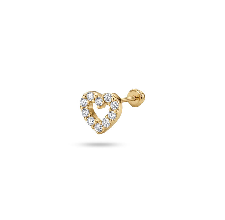 Iris heart stone gold ear piercing