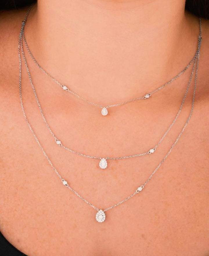 Trendy 3 Layers pear Diamond Necklace