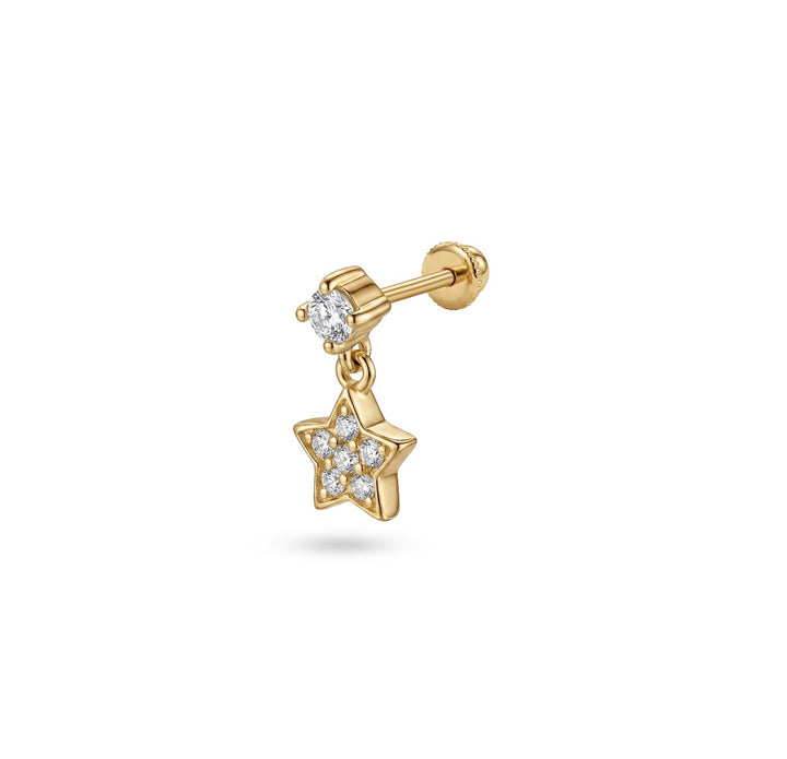 Iris round with star, gold ear piercing