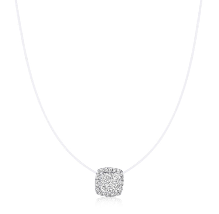 Floats curved square diamond necklace