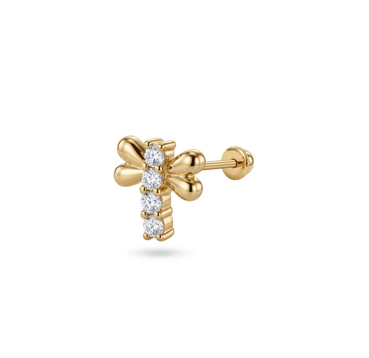 Iris fly gold ear piercing
