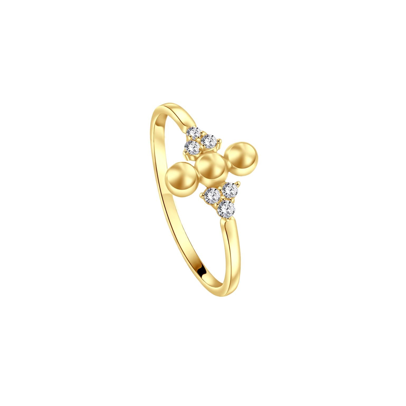 IRIS Attached Beads Gold Ring
