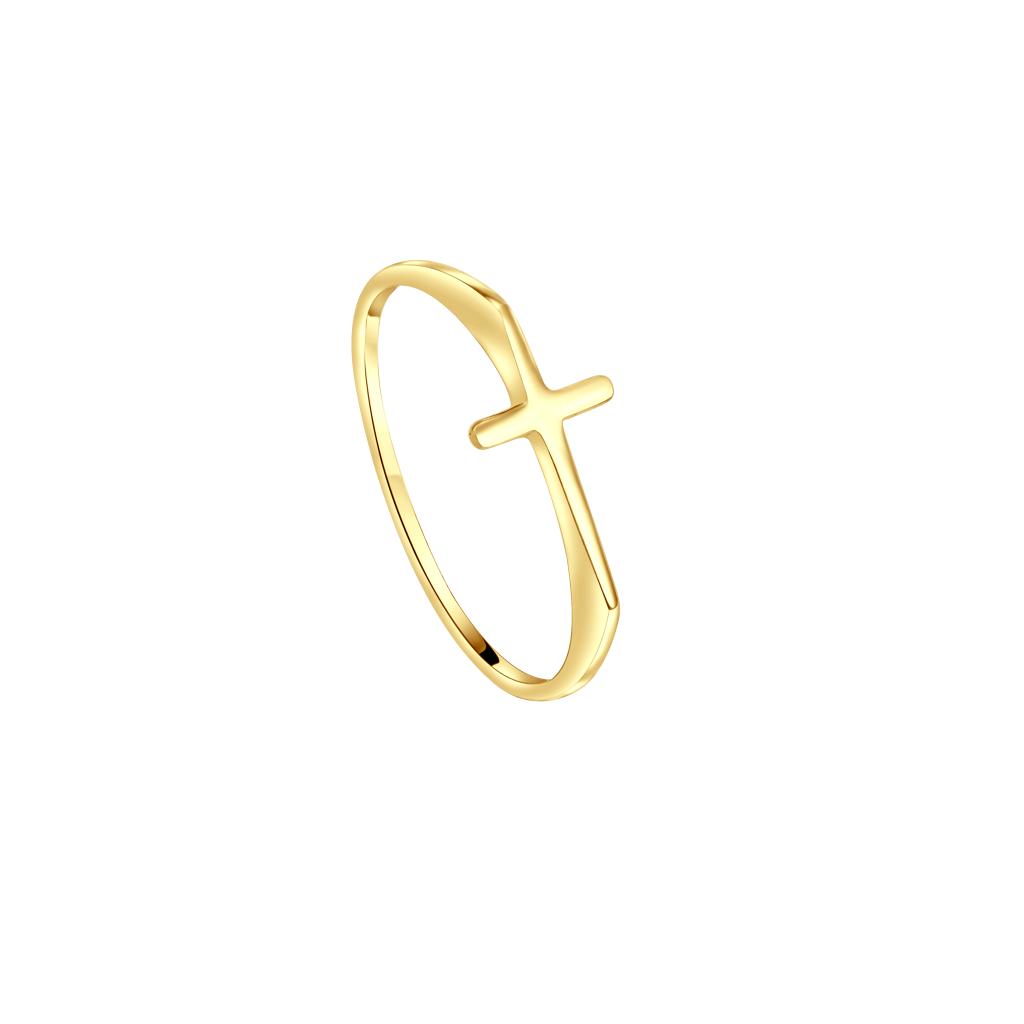 IRIS Flat Cross Gold Ring