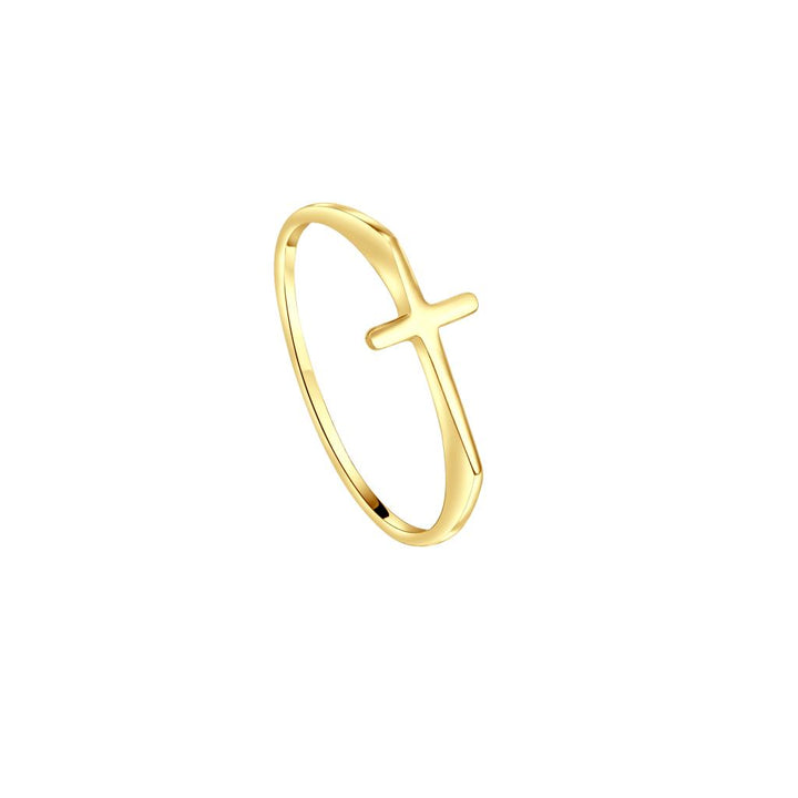 IRIS Flat Cross Gold Ring