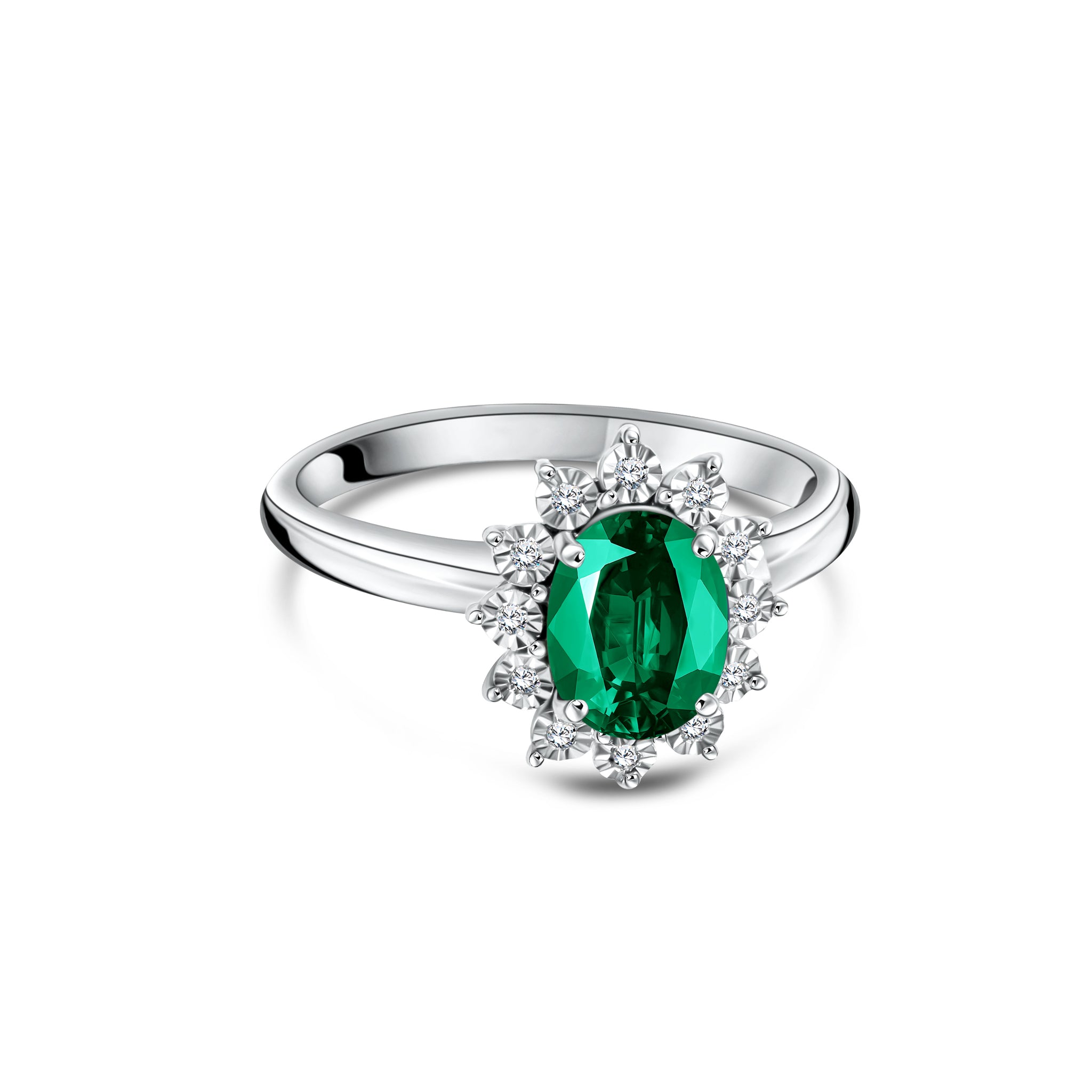 Diana Flower Emerald Ring