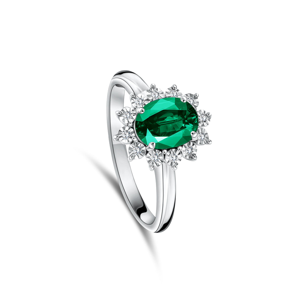Diana Flower Emerald Ring