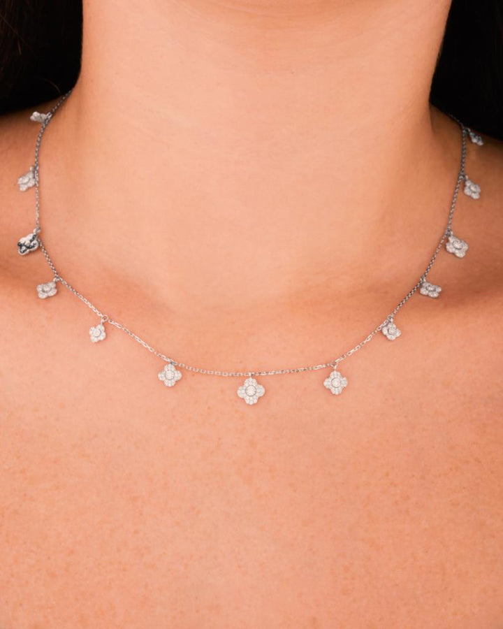 Trendy Mini Clovers Diamond Necklace