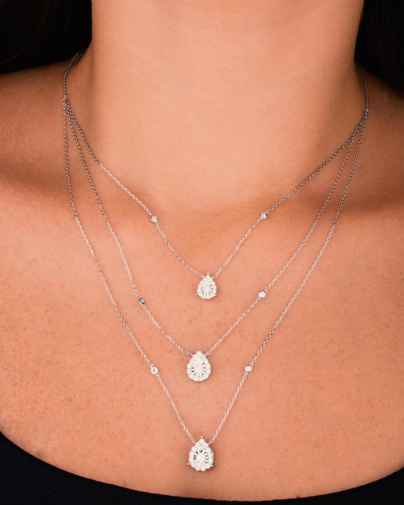 Trendy 3 Layers pear Diamond Necklace