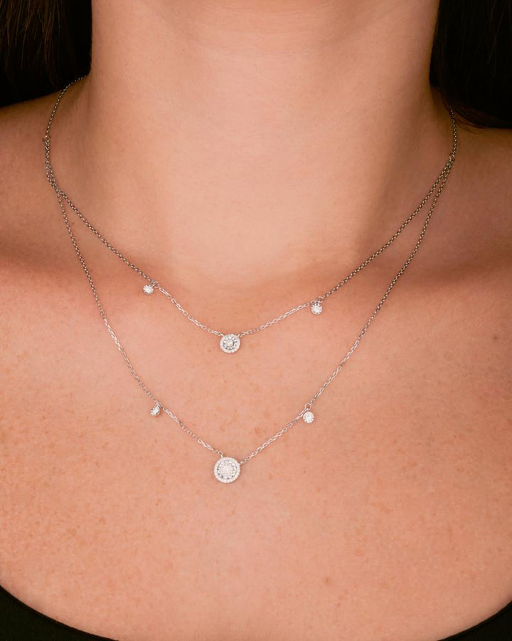 Trendy Double Circle Layers Diamond Necklace