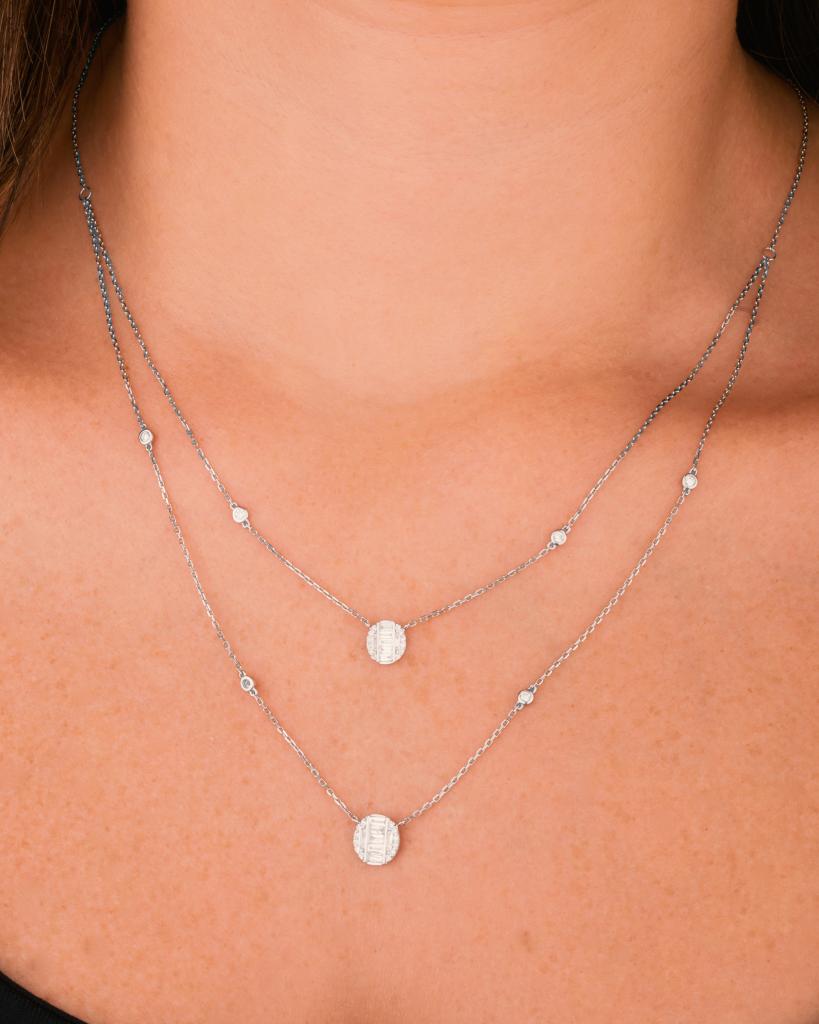 Trendy 2 layers Circles Diamond Necklace