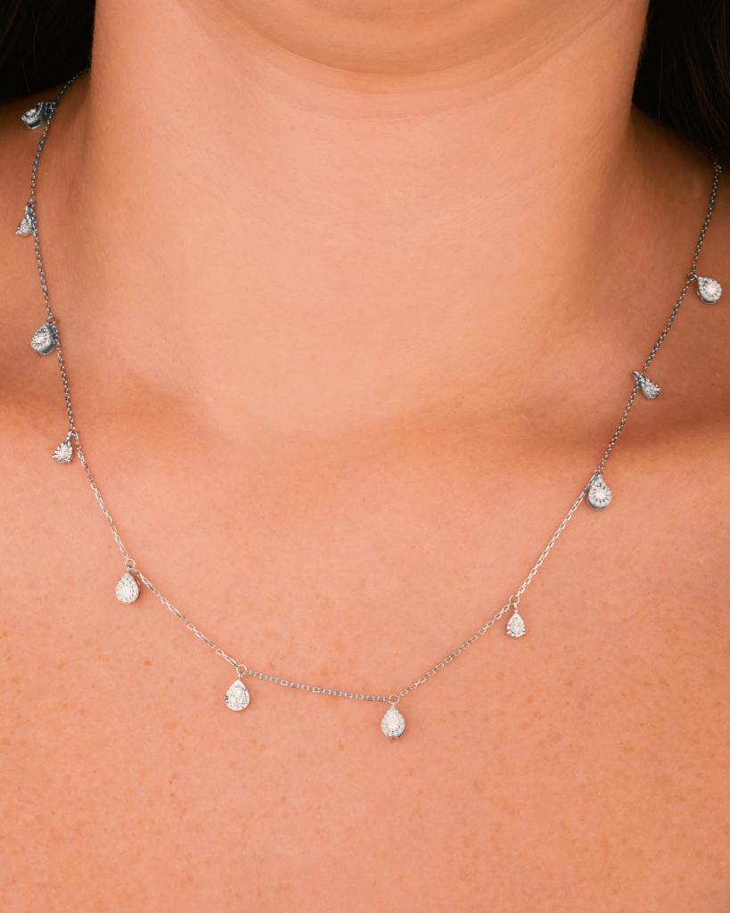 Trendy Oval Pear Diamond Necklace