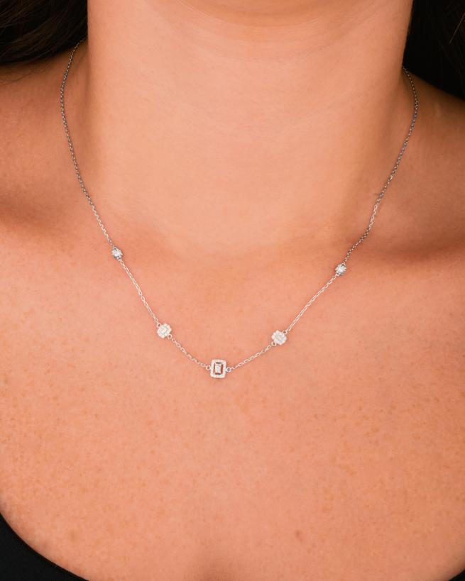 Trendy Rectangle Diamond Necklace