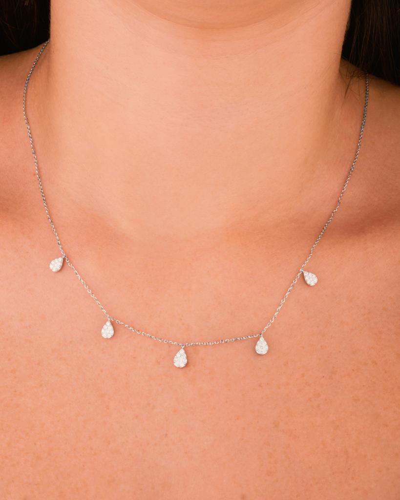 Trendy Small Pear Diamond Necklace