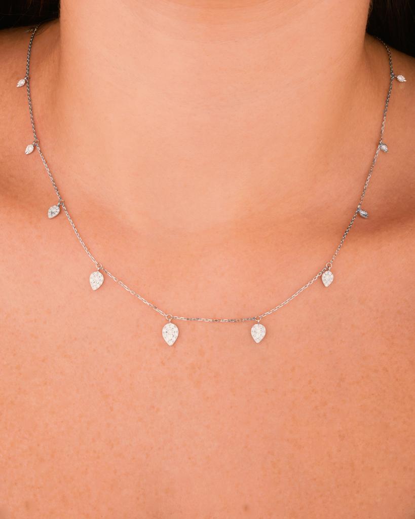 Trendy Multi Pear Diamond Necklace