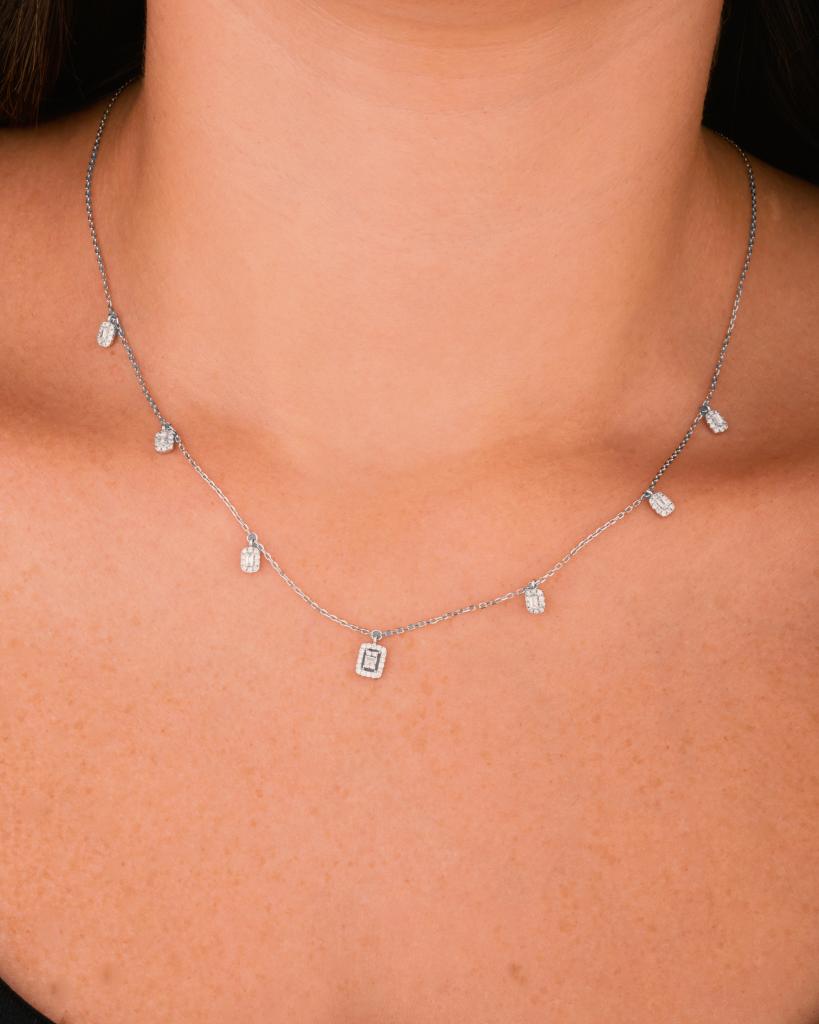 Trendy Rectangles Diamond Necklace