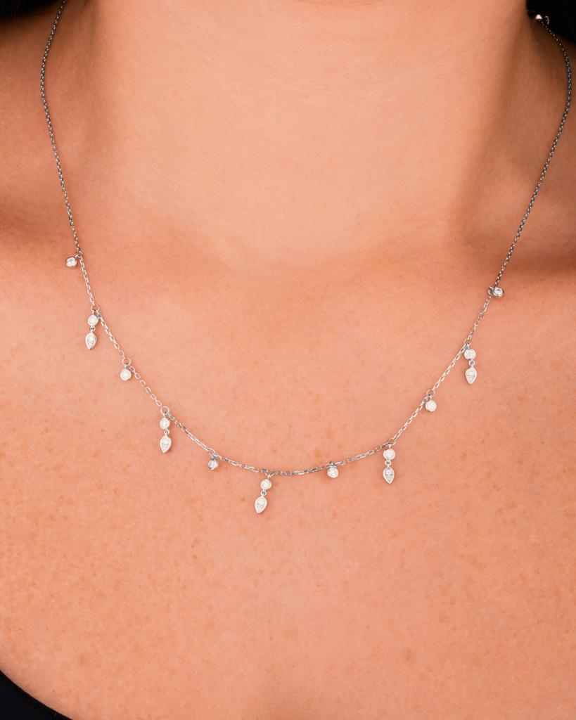 Trendy Pear Charms Diamond Necklace