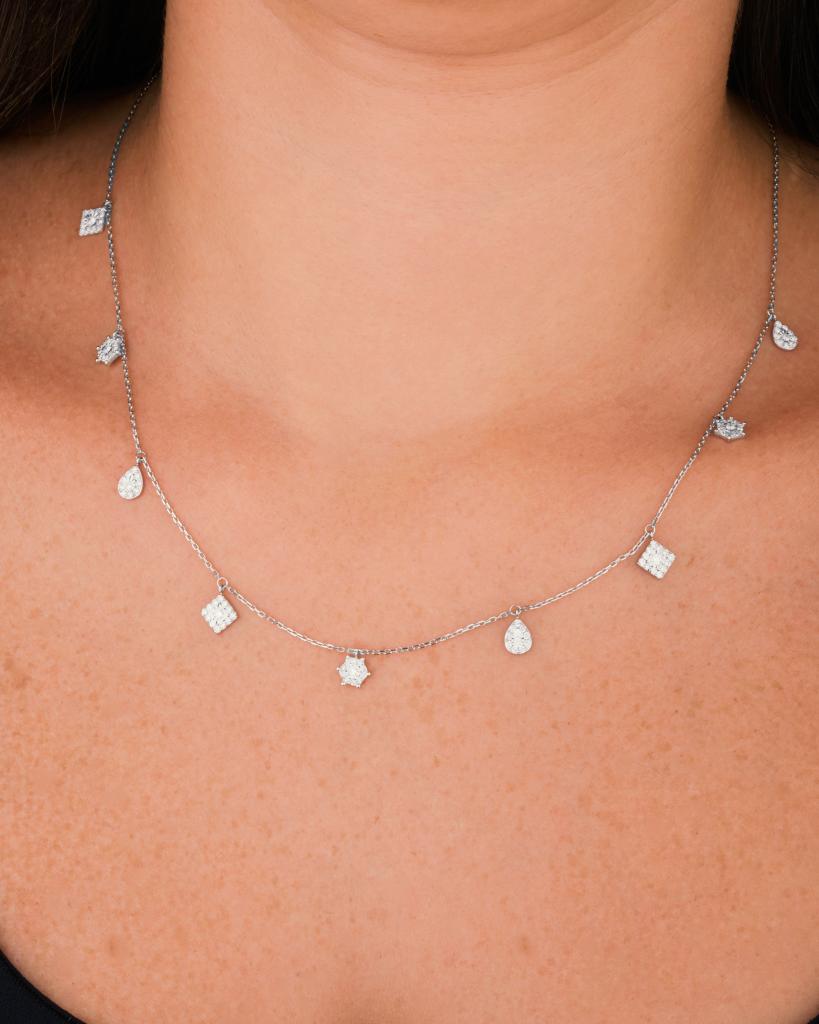 Trendy Multishaped Diamond Necklace