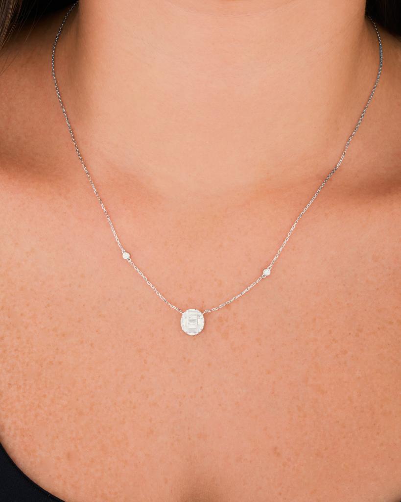 Trendy Oval Diamond Necklace