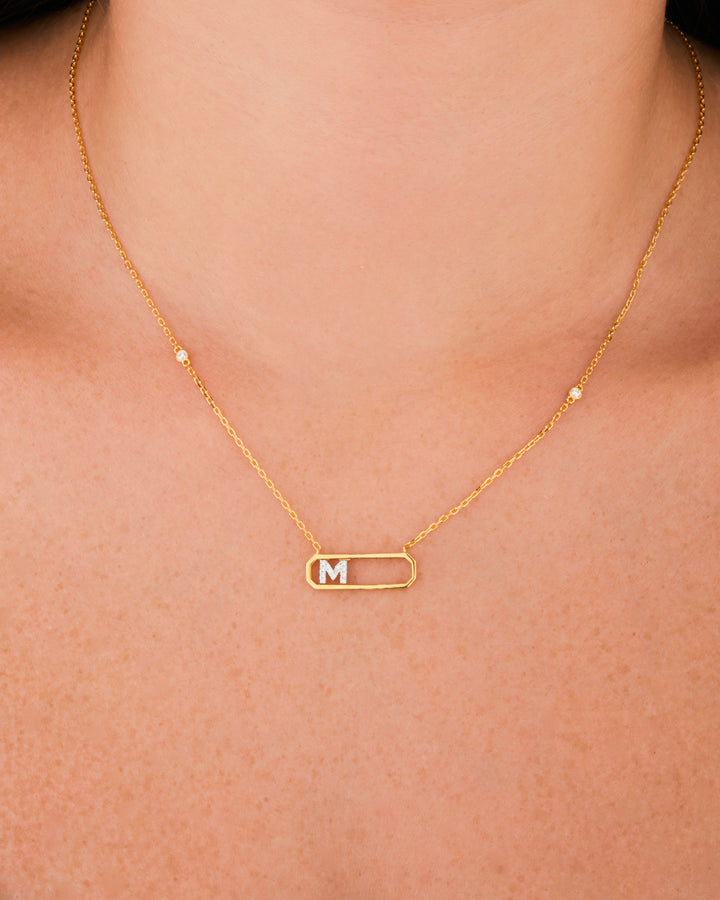 Letter M Diamond Necklace