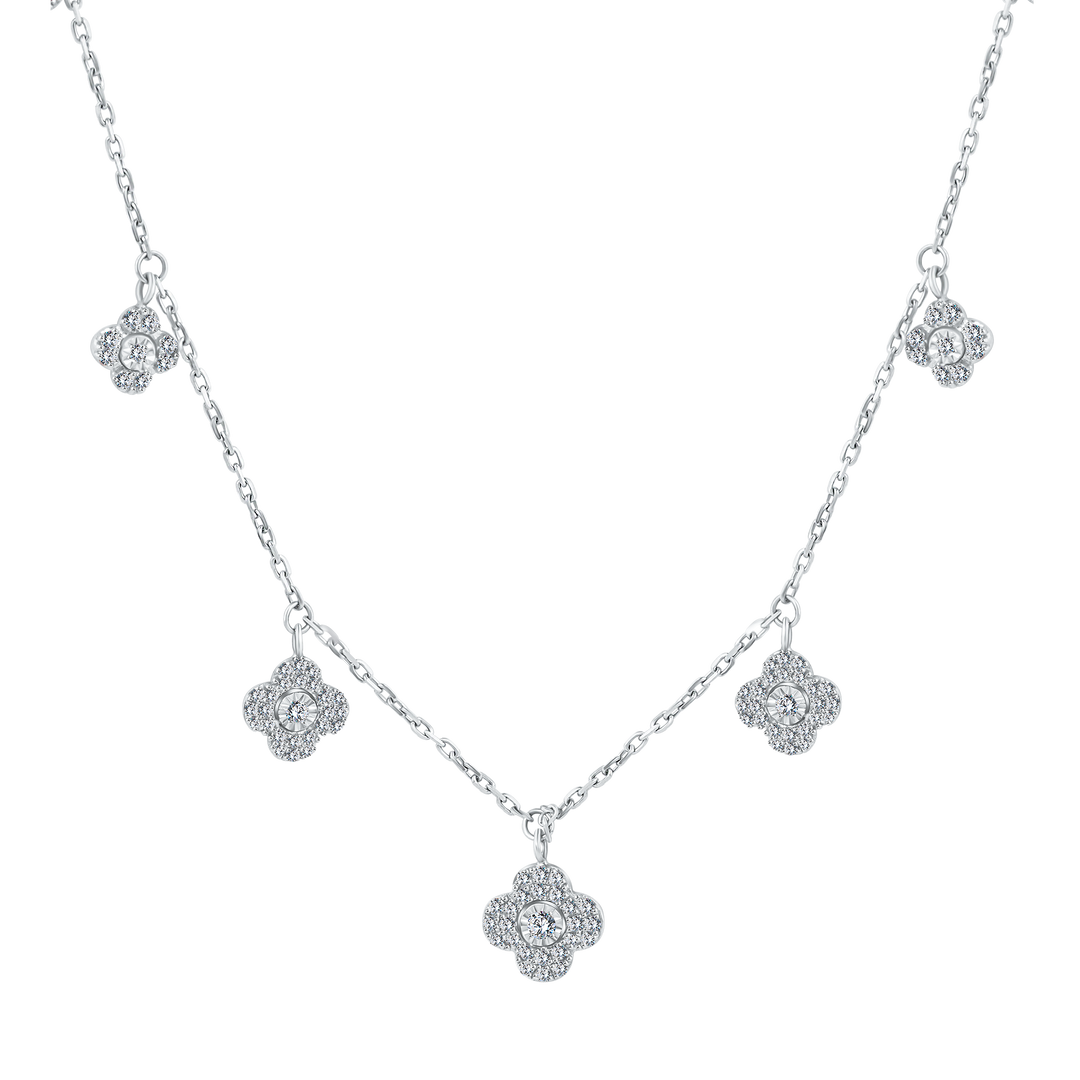 Trendy Big Clovers Diamond Necklace
