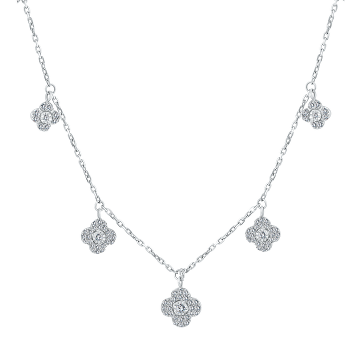 Trendy Big Clovers Diamond Necklace
