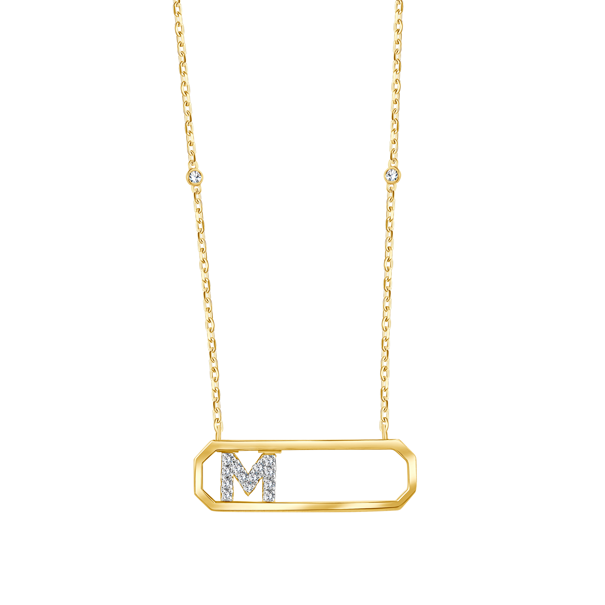 Letter M Diamond Necklace